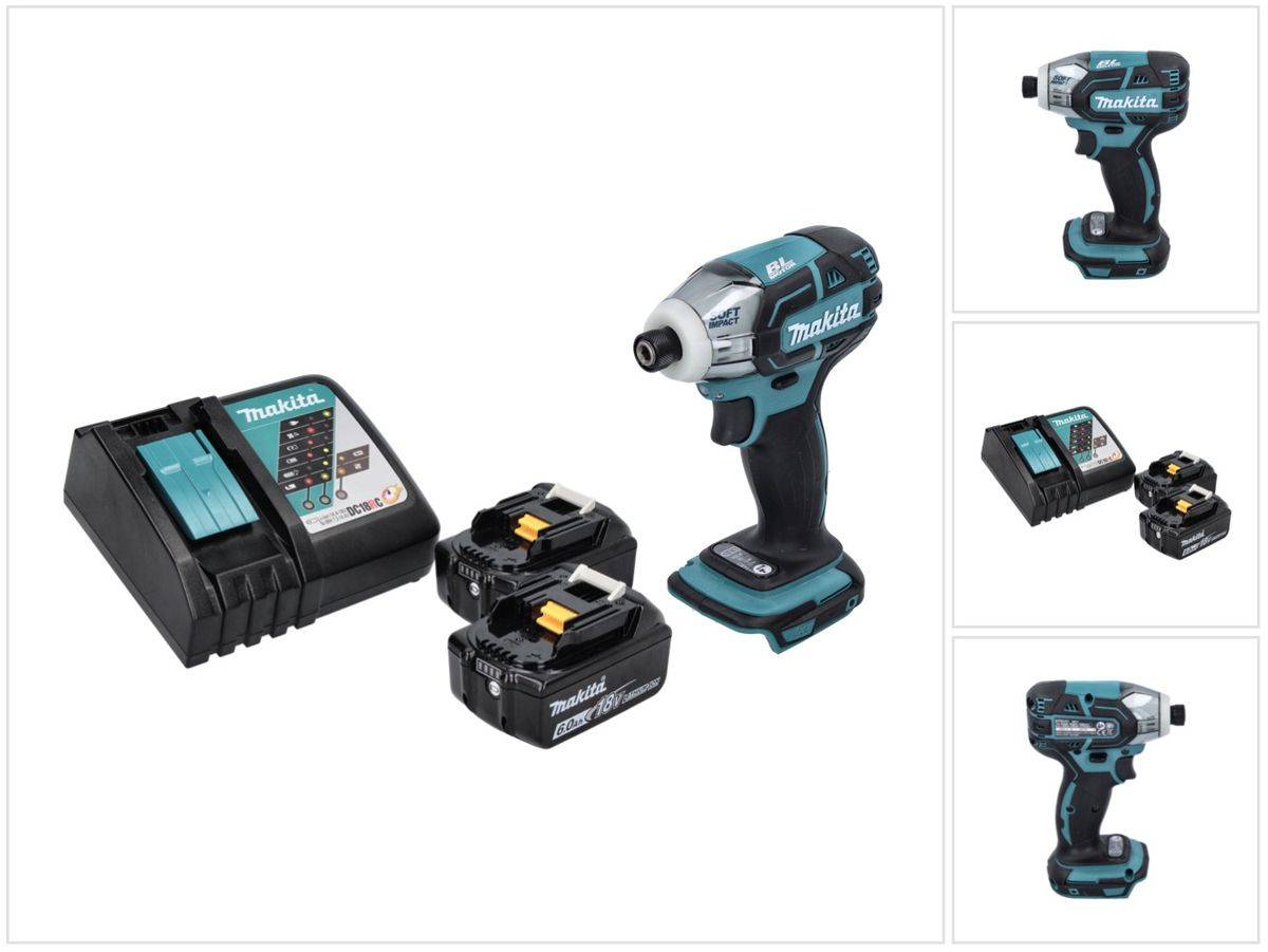 Makita DTS 141 RG Akku Impulsschrauber 18 V 40 Nm 1/4" Brushless + 2x Akku 6,0 Ah + Ladegerät