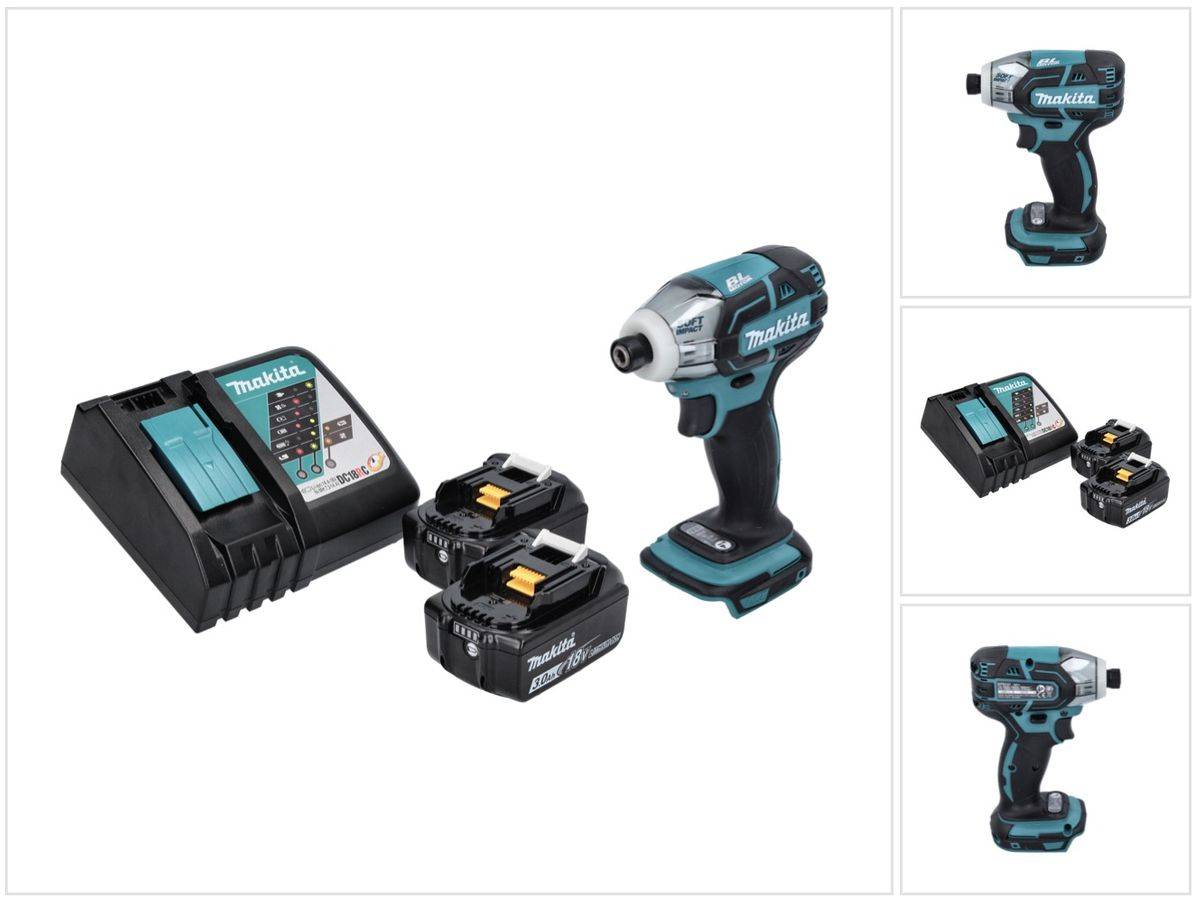 Makita DTS 141 RF Akku Impulsschrauber 18 V 40 Nm 1/4" Brushless + 2x Akku 3,0 Ah + Ladegerät