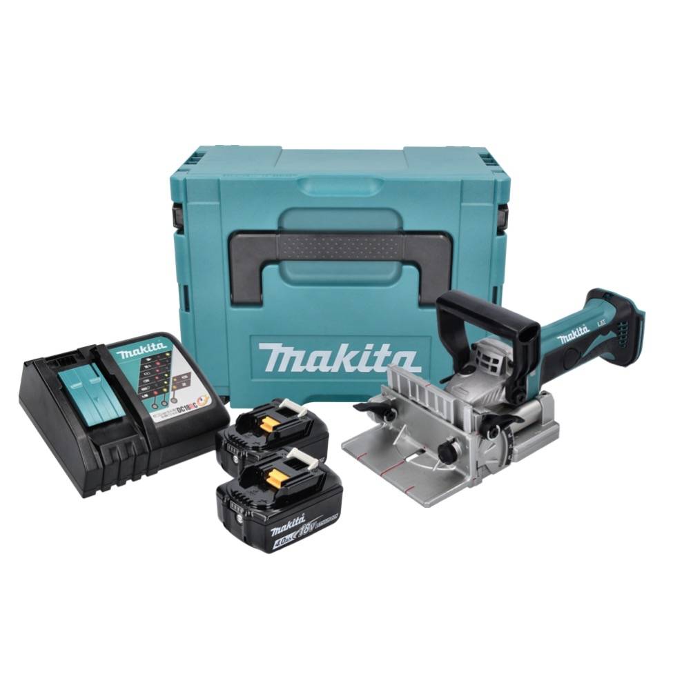 Makita DPJ 180 RMJ Akku Nutfräse 18 V 100 mm + 2x Akku 4,0 Ah + Ladegerät + Makpac