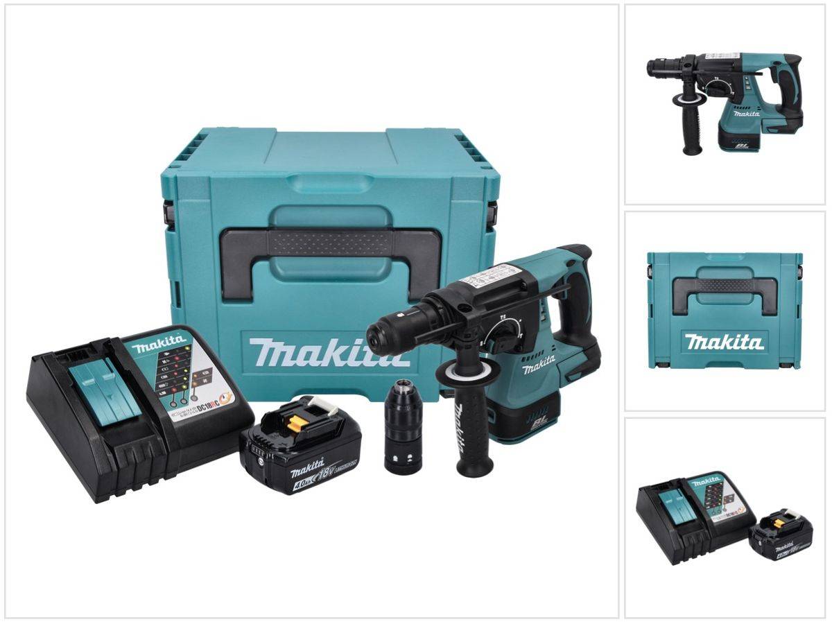 Makita DHR 243 RM1J Akku Bohrhammer 18 V 2,0 J SDS plus Brushless + 1x Akku 4,0 Ah + Ladegerät + Makpac
