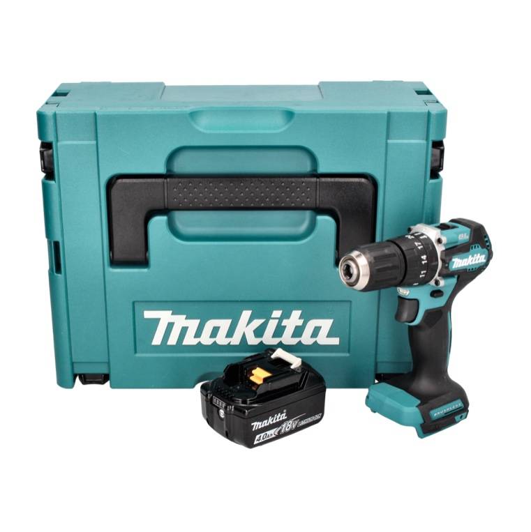 Makita DHP 487 M1J Akku Schlagbohrschrauber 18 V 40 Nm Brushless + 1x Akku 4,0 Ah + Makpac - ohne Ladegerät
