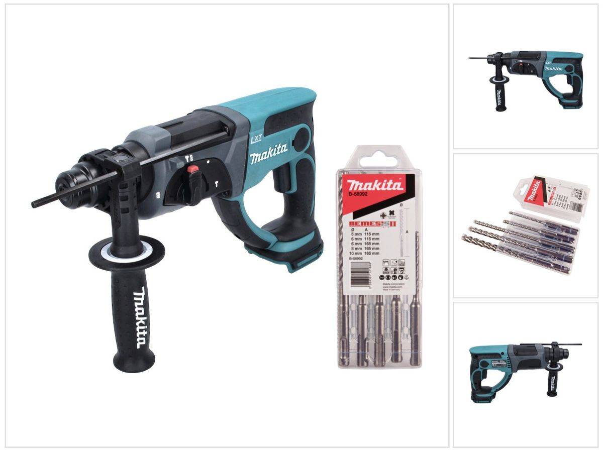 Makita DHR 202 Z Akku Kombihammer 18 V 2,0 J SDS Plus + 5 tlg. Bohrer Set - ohne Akku, ohne Ladegerät