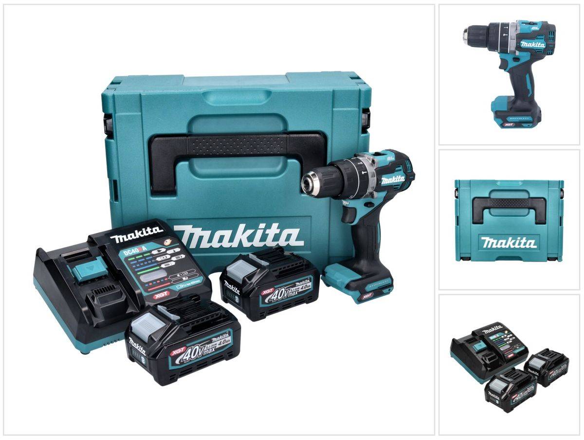 Makita HP 002 GM201 Akku Schlagbohrschrauber 40 V 64 Nm Brushless + 2x Akku 4,0 Ah + Ladegerät + Makpac