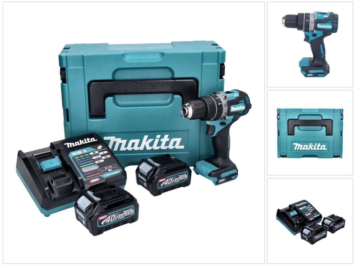 Makita HP 002 GD201 Akku Schlagbohrschrauber 40 V 64 Nm Brushless + 2x Akku 2,5 Ah + Ladegerät + Makpac