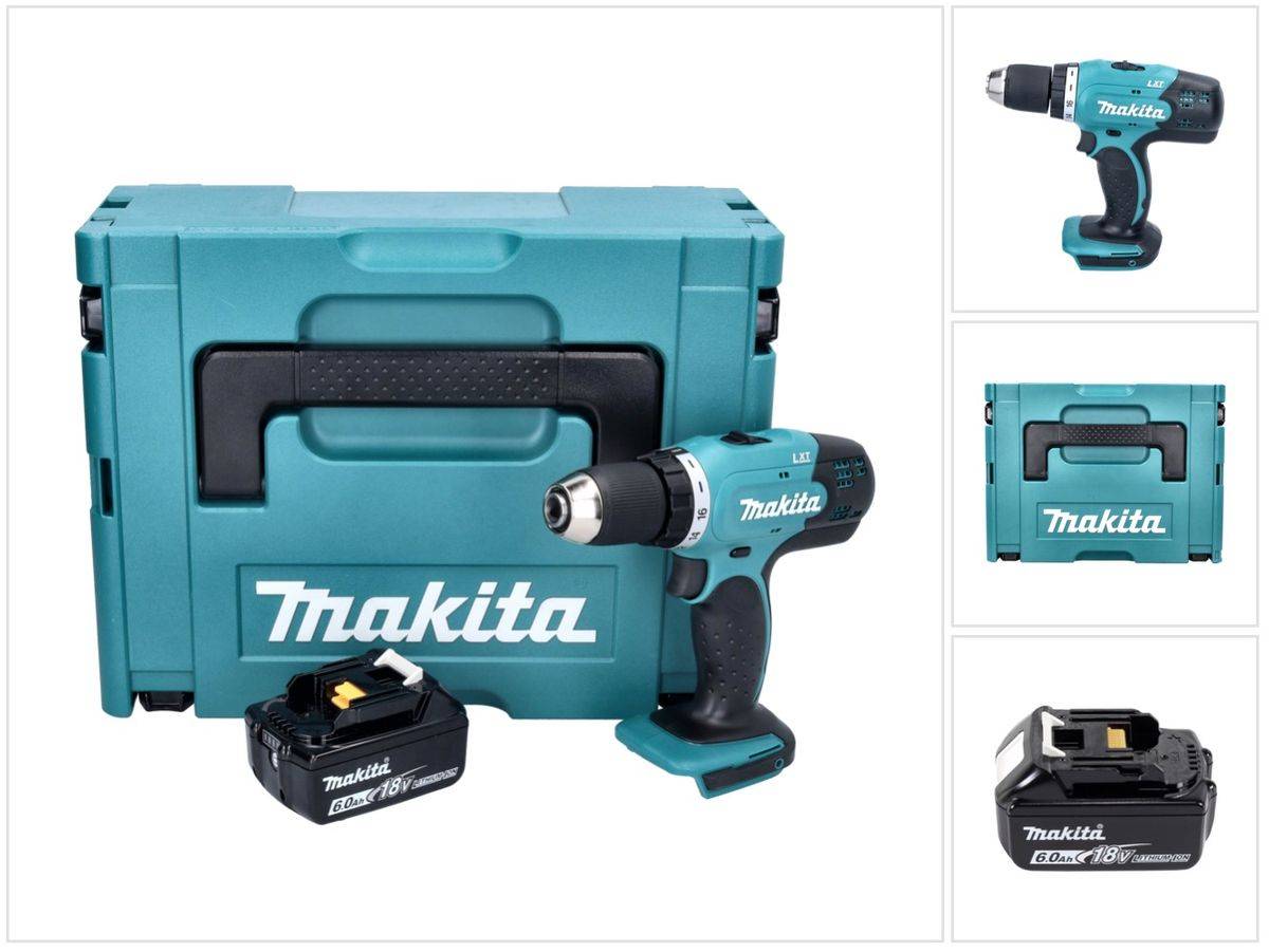 Makita DDF 453 G1J Akku Bohrschrauber 18 V 42 Nm + 1x Akku 6,0 Ah + Makpac - ohne Ladegerät