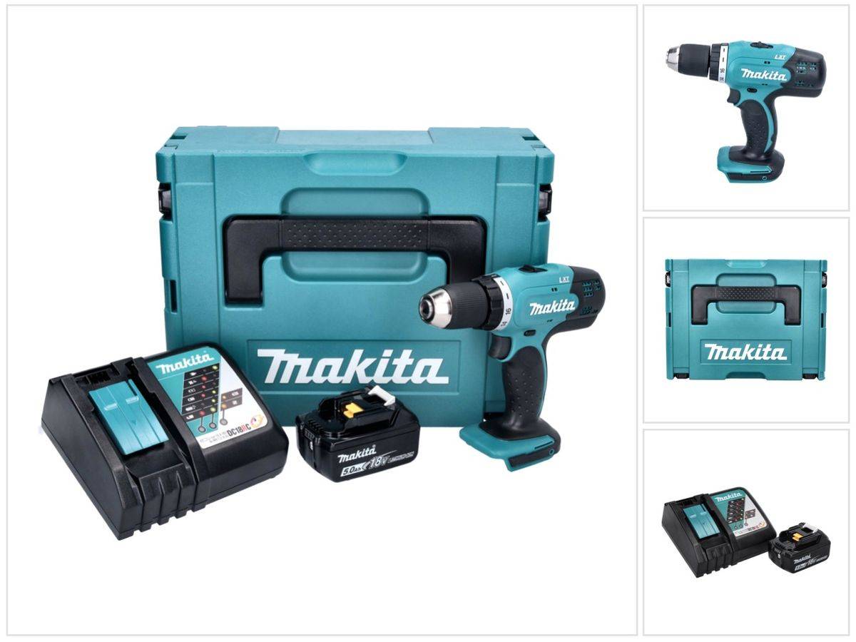 Makita DDF 453 RT1J Akku Bohrschrauber 18 V 42 Nm + 1x Akku 5,0 Ah + Ladegerät + Makpac