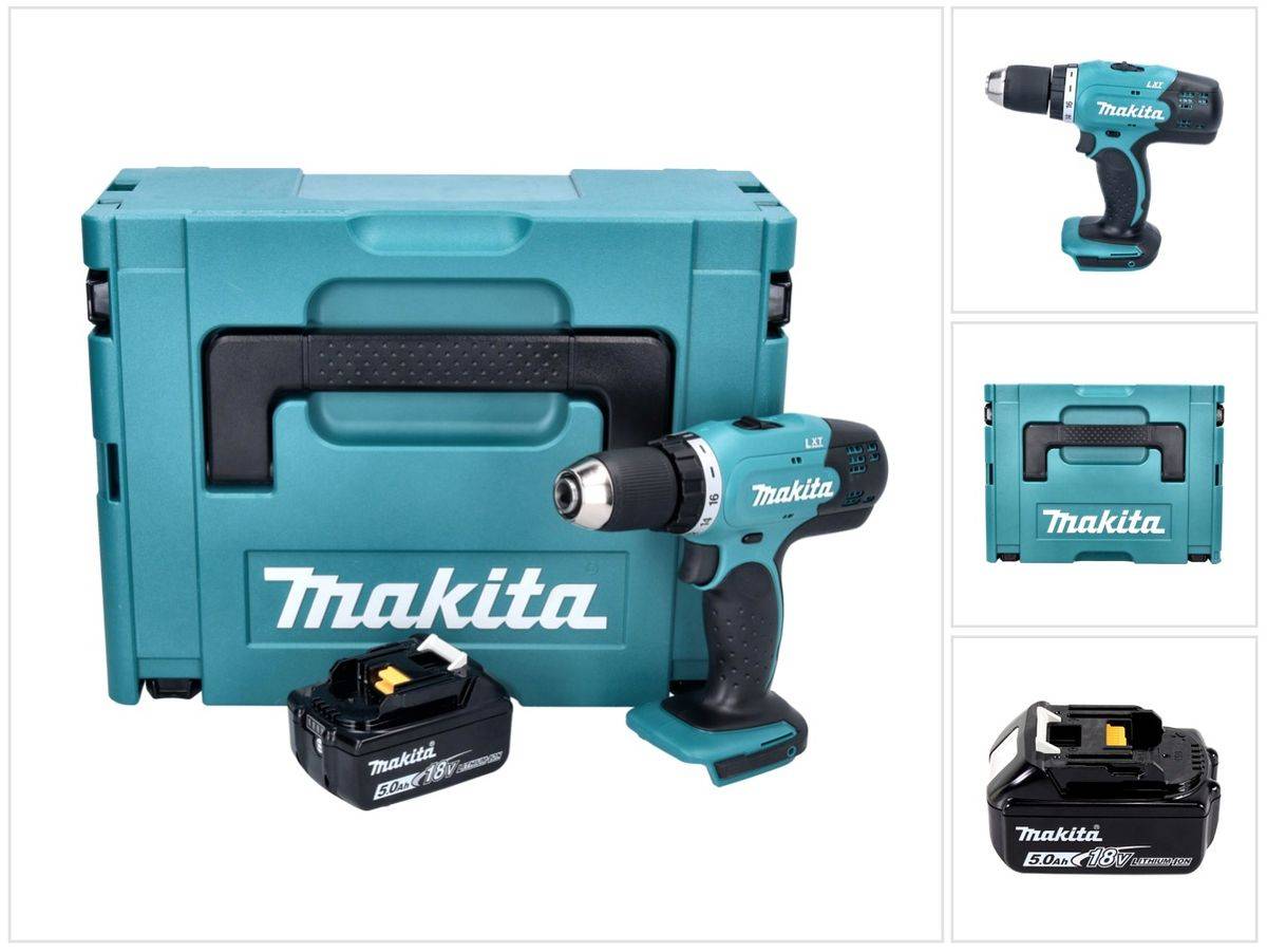Makita DDF 453 T1J Akku Bohrschrauber 18 V 42 Nm + 1x Akku 5,0 Ah + Makpac - ohne Ladegerät