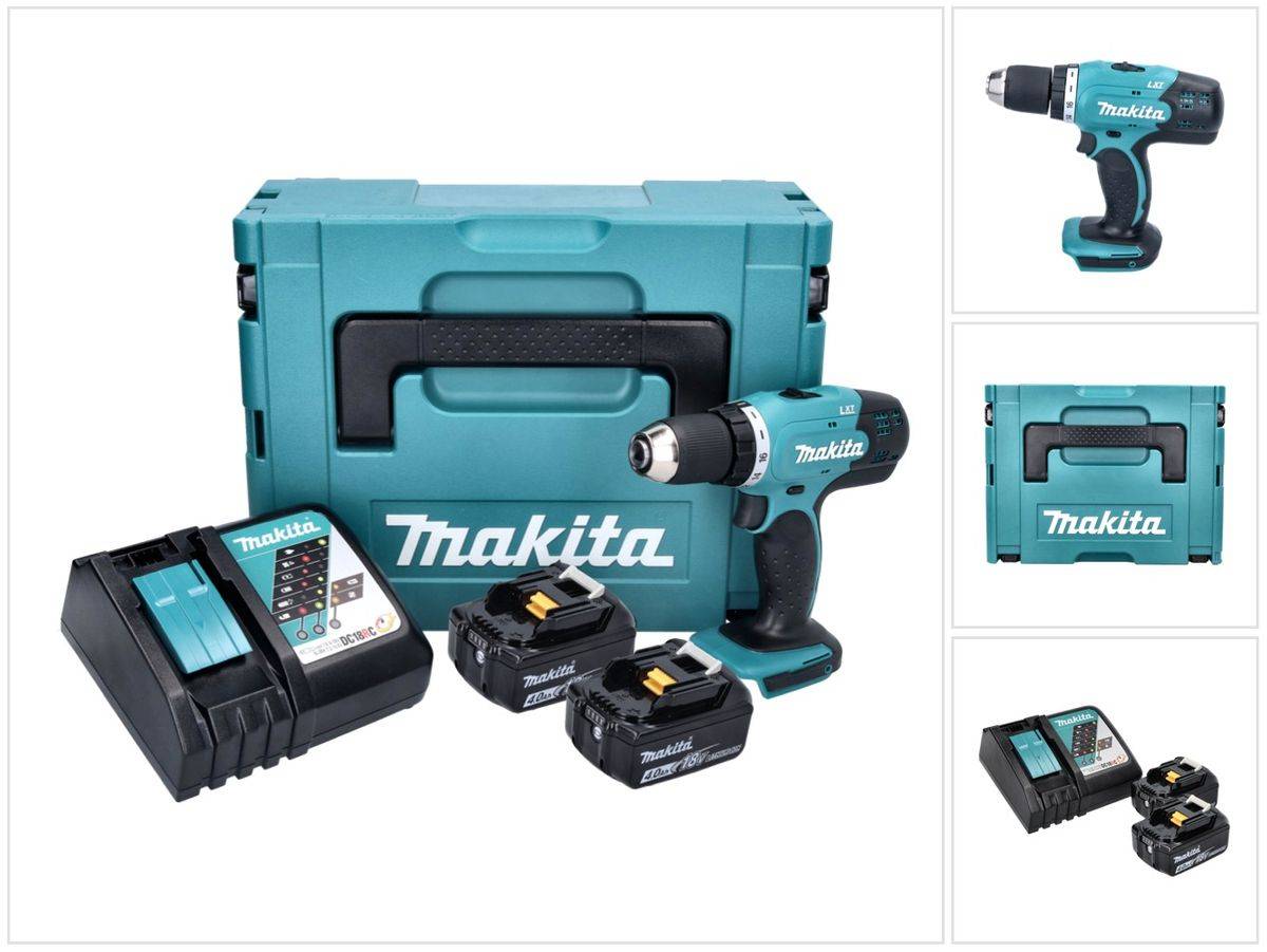 Makita DDF 453 RMJ Akku Bohrschrauber 18 V 42 Nm + 2x Akku 4,0 Ah + Ladegerät + Makpac