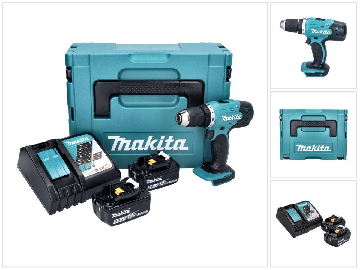 Makita DDF 453 RFJ Akku Bohrschrauber 18 V 42 Nm + 2x Akku 3,0 Ah + Ladegerät + Makpac