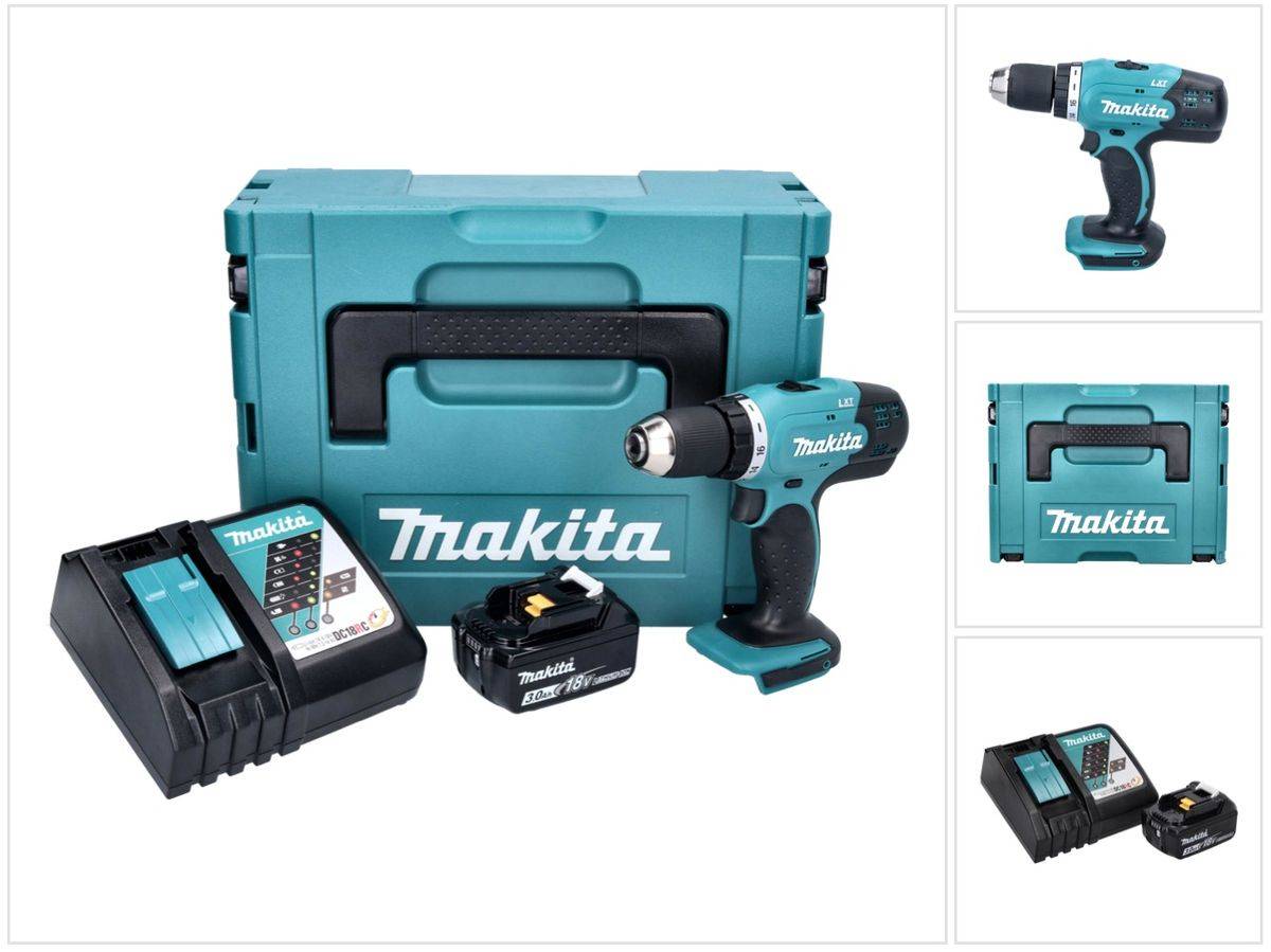 Makita DDF 453 RF1J Akku Bohrschrauber 18 V 42 Nm + 1x Akku 3,0 Ah + Ladegerät + Makpac