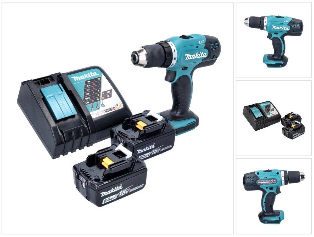 Makita DDF 453 RG Akku Bohrschrauber 18 V 42 Nm + 2x Akku 6,0 Ah + Ladegerät