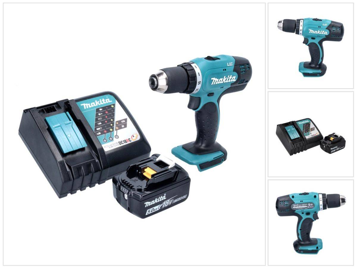 Makita DDF 453 RT1 Akku Bohrschrauber 18 V 42 Nm + 1x Akku 5,0 Ah + Ladegerät