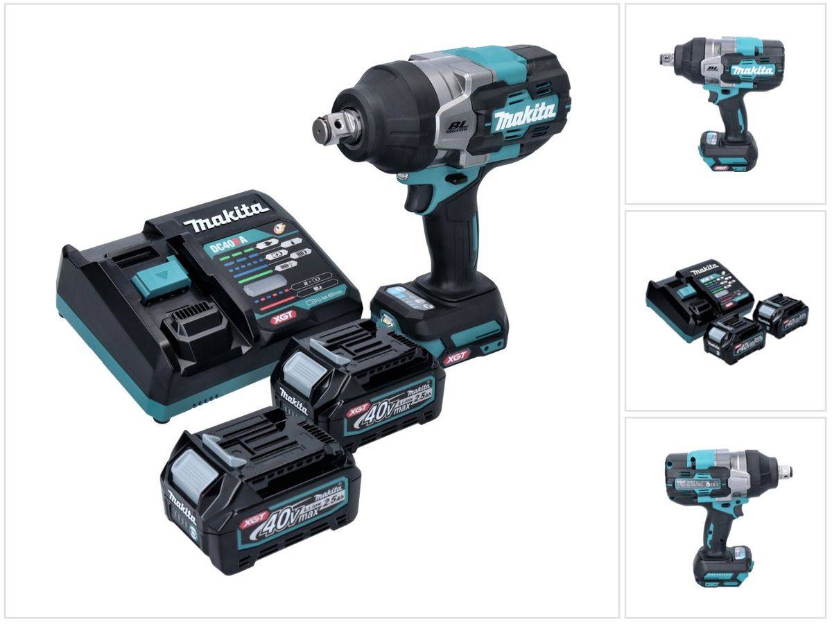Makita TW 001 GD201 Akku Schlagschrauber 40 V max. 1800 Nm Brushless XGT + 2x Akku 2,5 Ah + Ladegerät