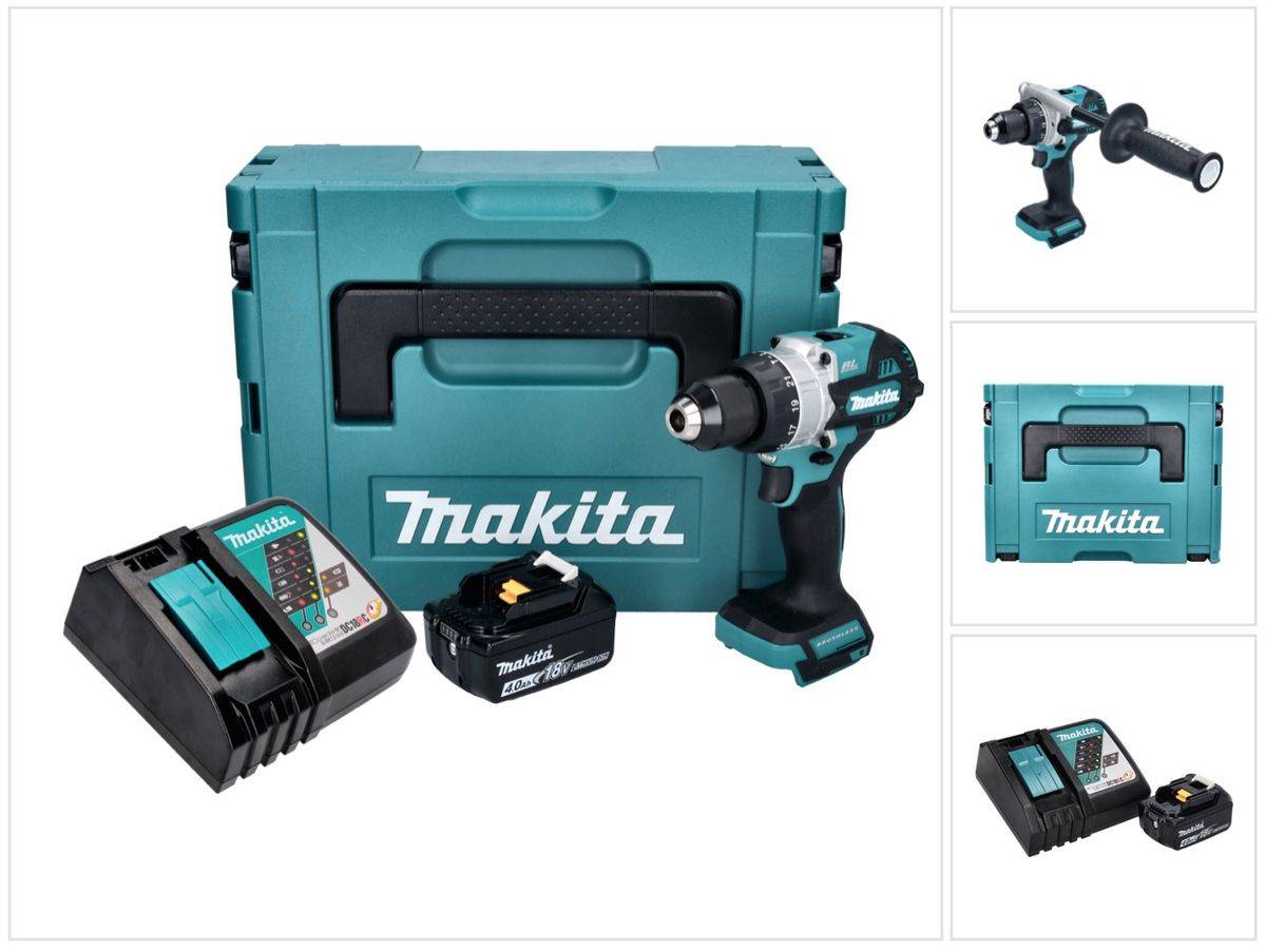 Makita DHP 486 RM1J Akku Schlagbohrschrauber 18 V 130 Nm Brushless + 1x Akku 4,0 Ah + Ladegerät + Makpac