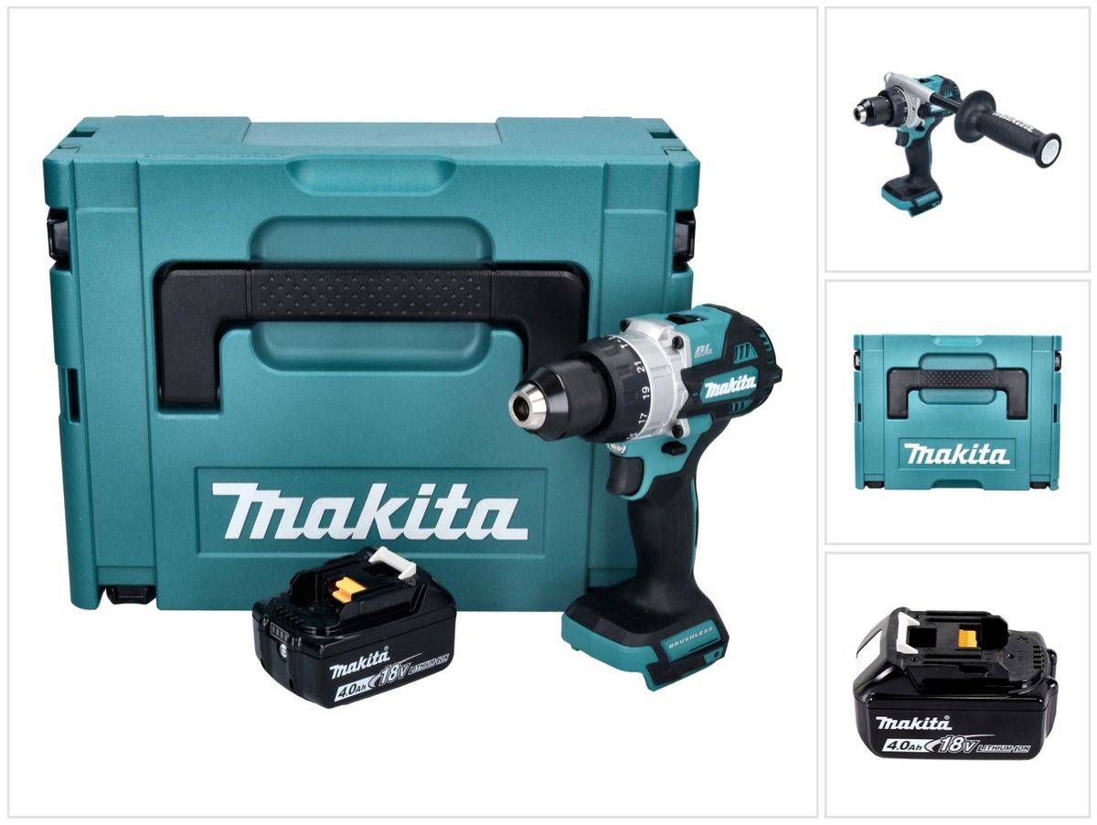 Makita DHP 486 M1J Akku Schlagbohrschrauber 18 V 130 Nm Brushless + 1x Akku 4,0 Ah + Makpac - ohne Ladegerät