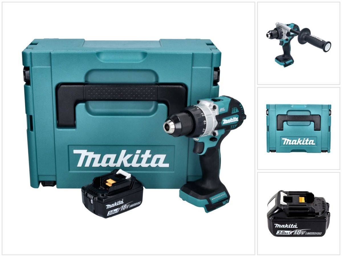 Makita DHP 486 F1J Akku Schlagbohrschrauber 18 V 130 Nm Brushless + 1x Akku 3,0 Ah + Makpac - ohne Ladegerät