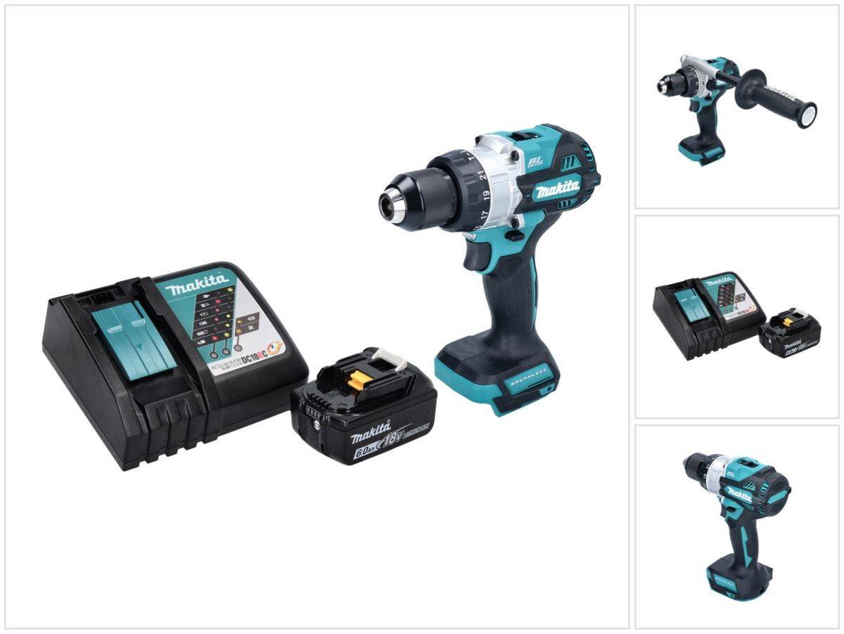 Makita DHP 486 RG1 Akku Schlagbohrschrauber 18 V 130 Nm Brushless + 1x Akku 6,0 Ah + Ladegerät