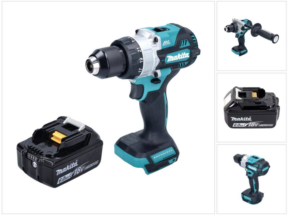 Makita DHP 486 G1 Akku Schlagbohrschrauber 18 V 130 Nm Brushless + 1x Akku 6,0 Ah - ohne Ladegerät