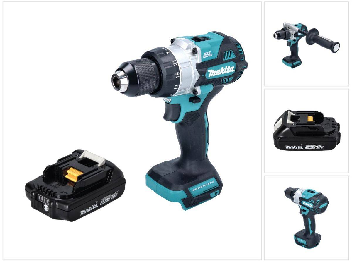 Makita DHP 486 A1 Akku Schlagbohrschrauber 18 V 130 Nm Brushless + 1x Akku 2,0 Ah - ohne Ladegerät