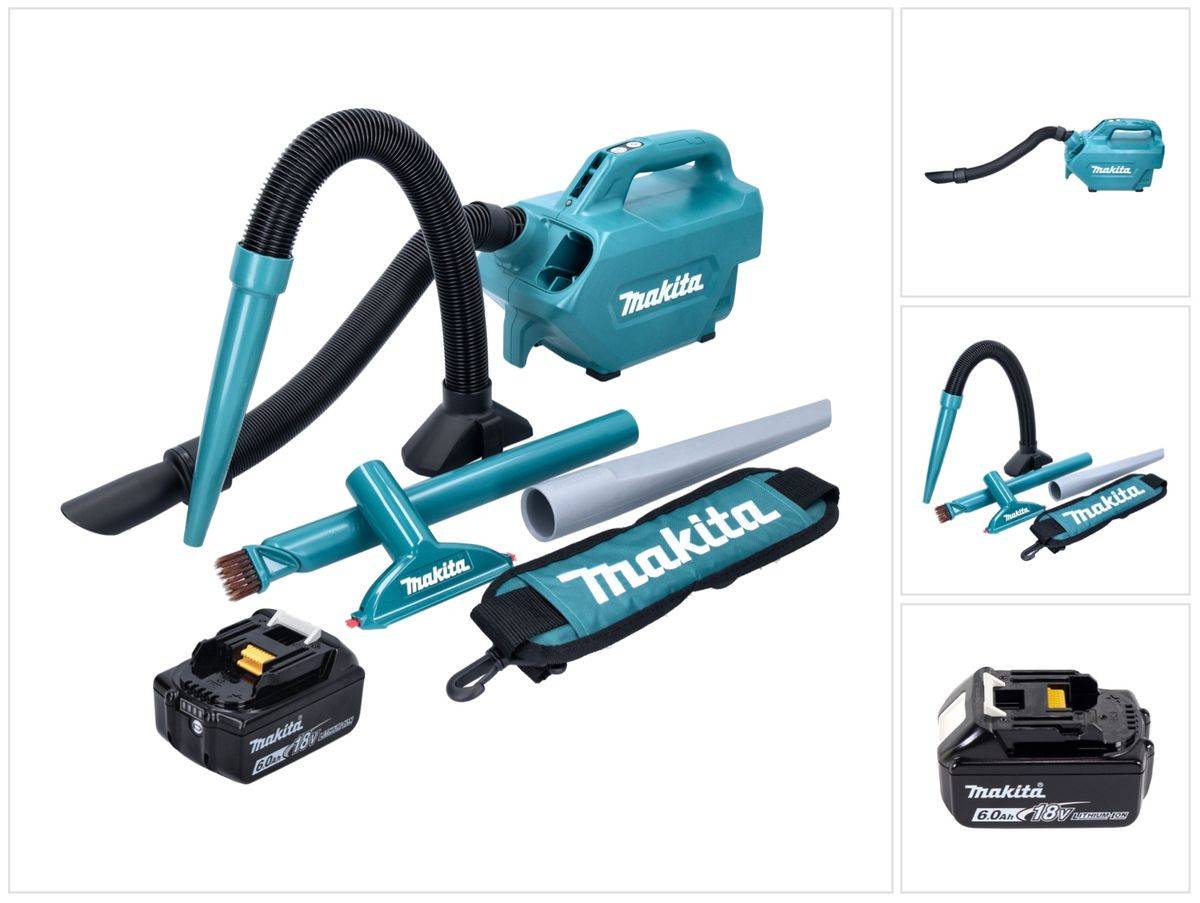 Makita DCL 184 G1 Akku Staubsauger 18 V 54 mbar 0,5 l + 1x Akku 6,0 Ah - ohne Ladegerät