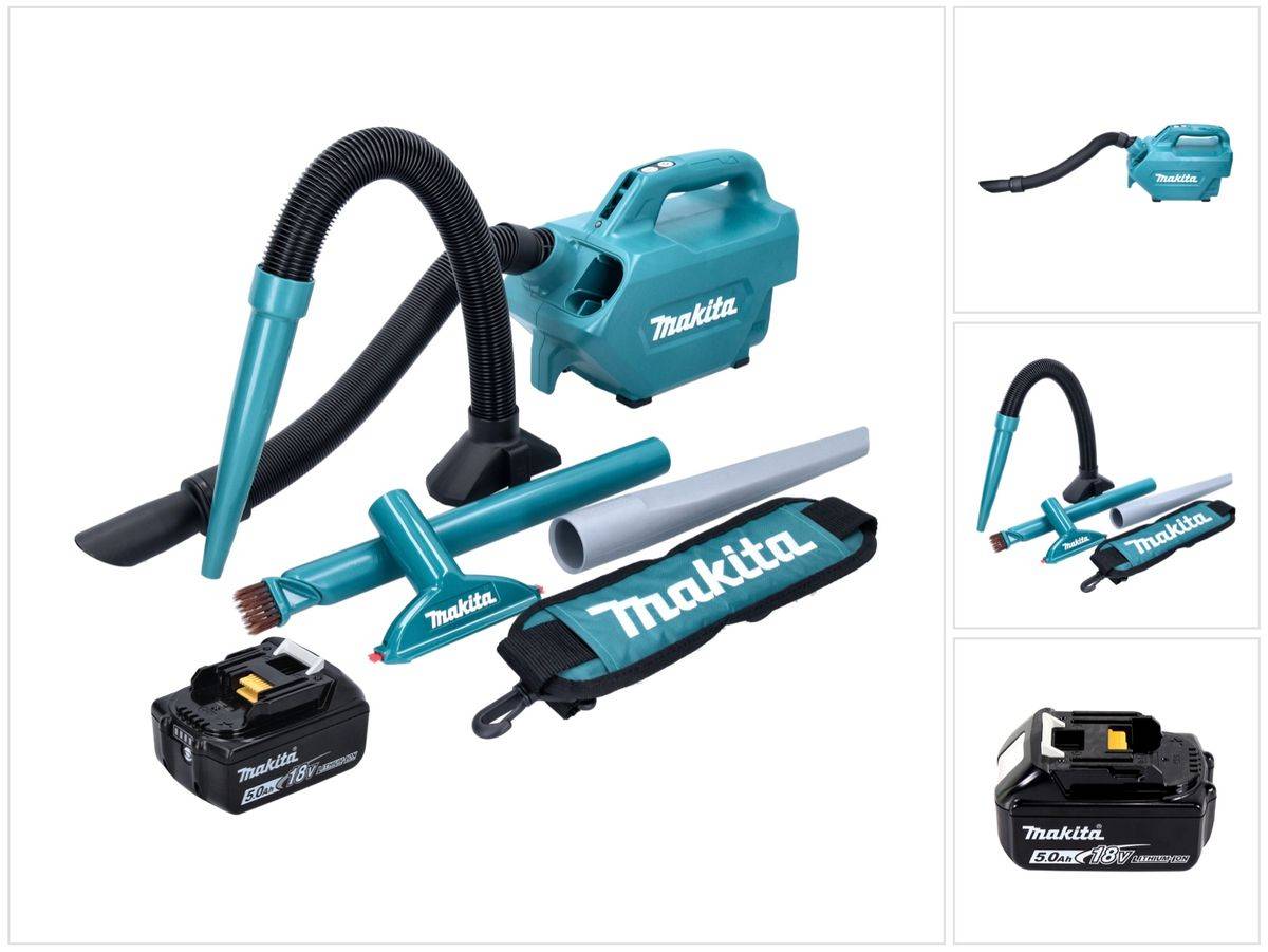 Makita DCL 184 T1 Akku Staubsauger 18 V 54 mbar 0,5 l + 1x Akku 5,0 Ah - ohne Ladegerät