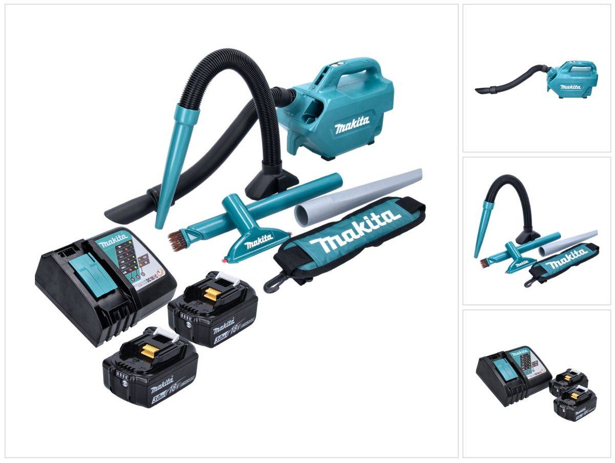 Makita DCL 184 RF Akku Staubsauger 18 V 54 mbar 0,5 l + 2x Akku 3,0 Ah + Ladegerät