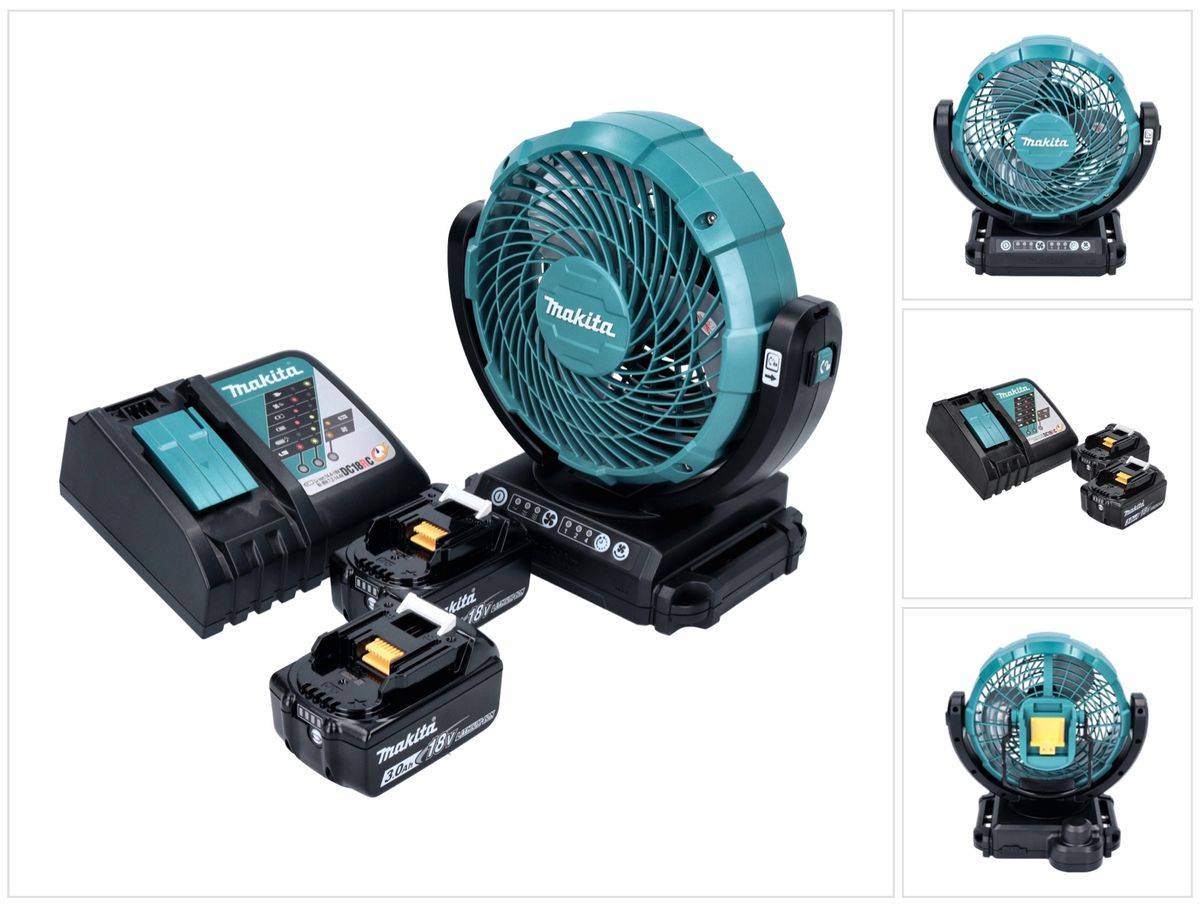 Makita DCF 102 RF Akku Ventilator Lüfter 18 V 18 cm + 2x Akku 3,0 Ah + Ladegerät