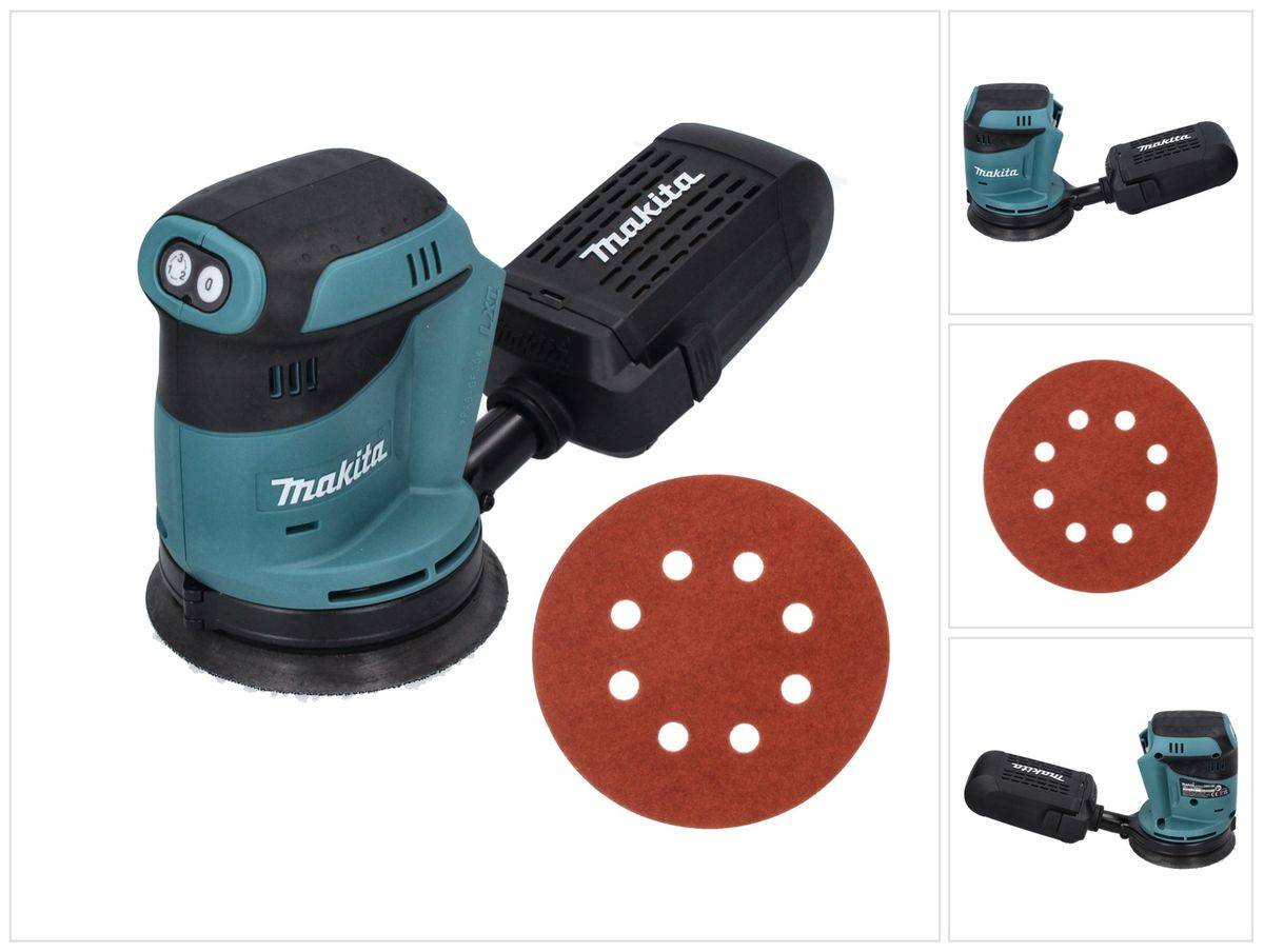 Makita DBO 180 Z Akku Exzenterschleifer 18 V 125 mm + 50x Schleifpapier K 320 - ohne Akku, ohne Ladegerät