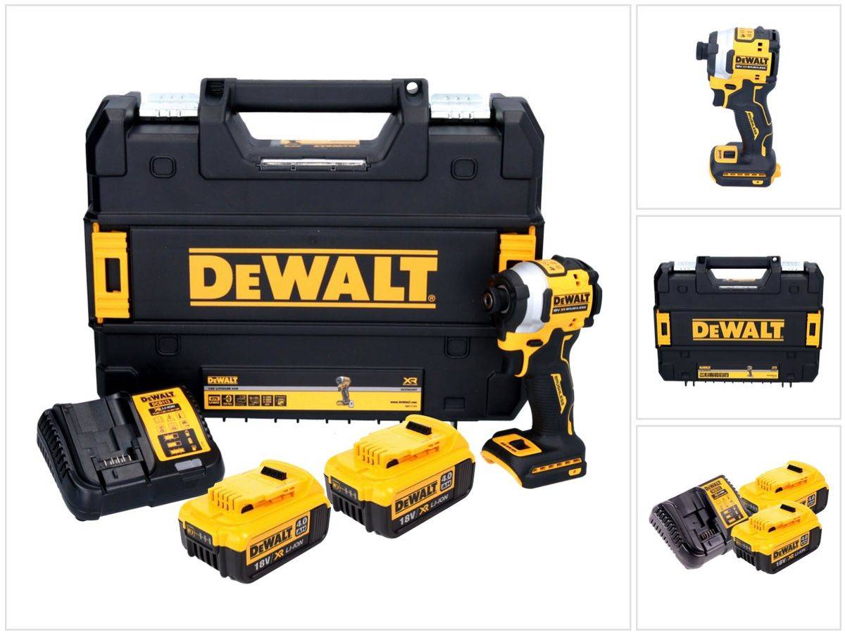 DeWalt DCF 850 M2 Akku Schlagschrauber 18 V 205 Nm 1/4" Brushless + 2x Akku 4,0 Ah + Ladegerät + TSTAK