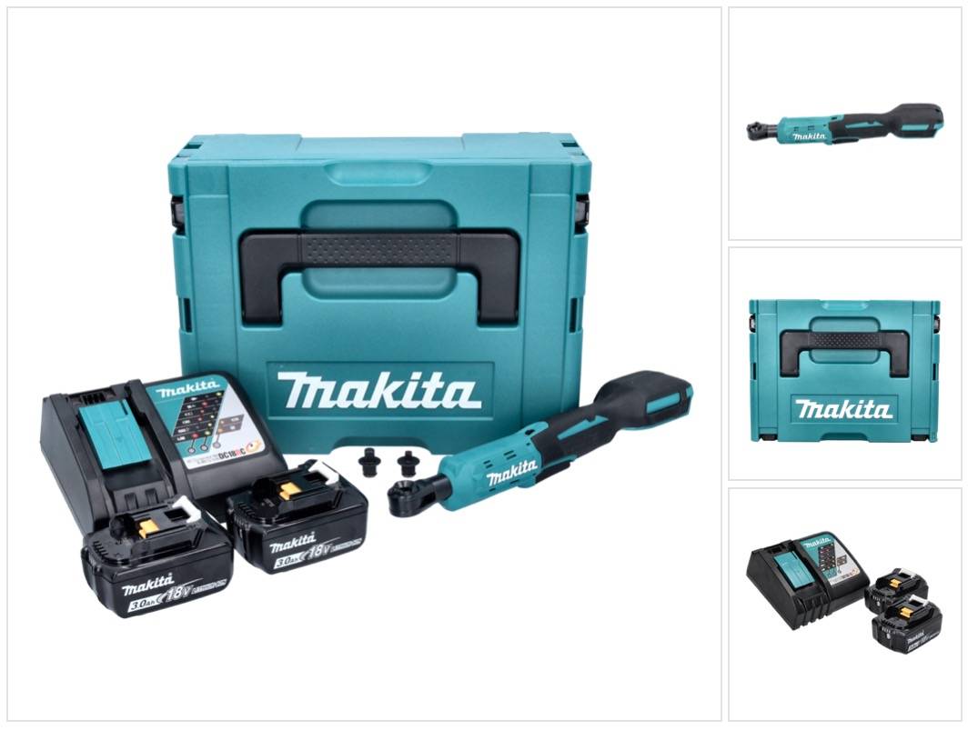 Makita DWR 180 RFJ Akku Ratschenschrauber 18 V 47,5 Nm 1/4" 3/8" + 2x Akku 3,0 Ah + Ladegerät + Makpac