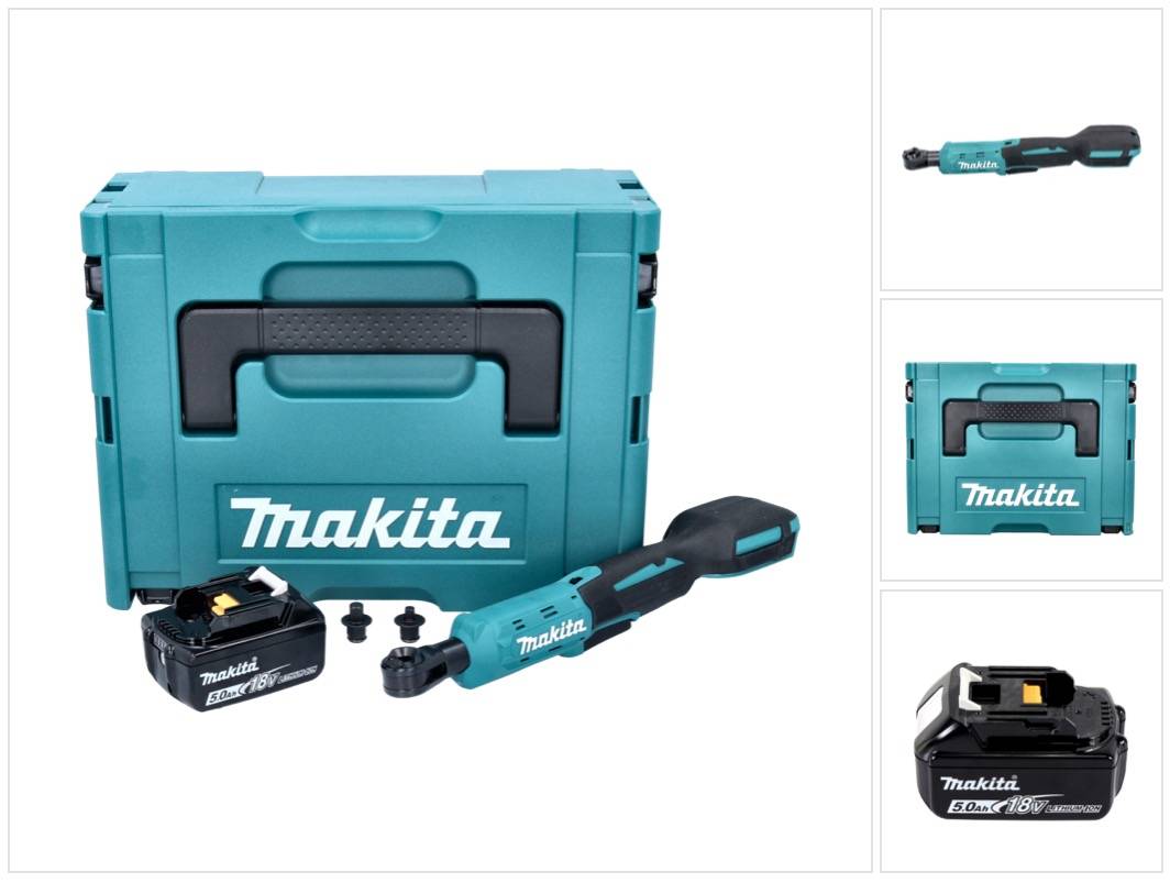 Makita DWR 180 T1J Akku Ratschenschrauber 18 V 47,5 Nm 1/4" 3/8" + 1x Akku 5,0 Ah + Makpac - ohne Ladegerät