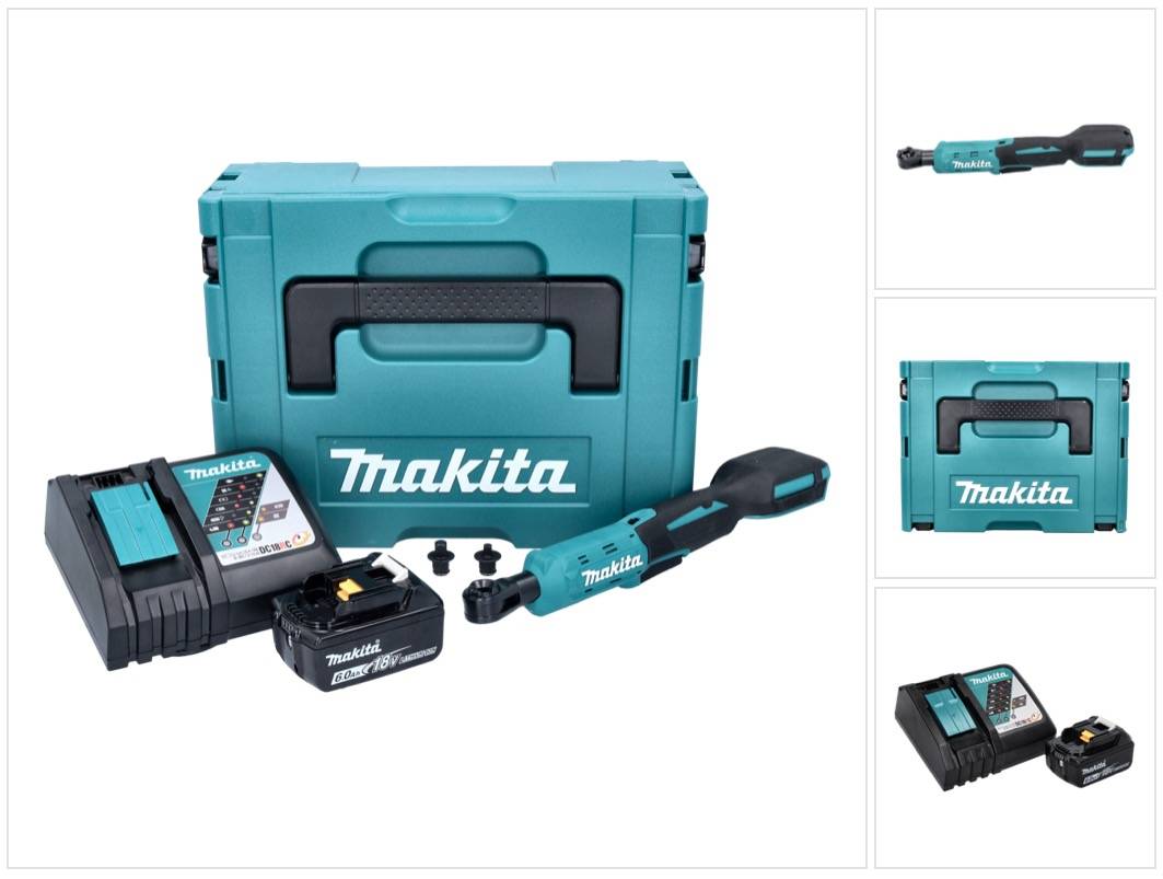 Makita DWR 180 RG1J Akku Ratschenschrauber 18 V 47,5 Nm 1/4" 3/8" + 1x Akku 6,0 Ah + Ladegerät + Makpac