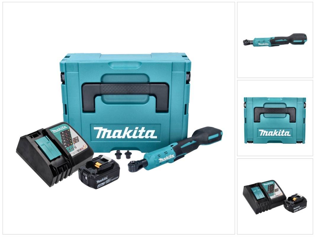 Makita DWR 180 RM1J Akku Ratschenschrauber 18 V 47,5 Nm 1/4" 3/8" + 1x Akku 4,0 Ah + Ladegerät + Makpac
