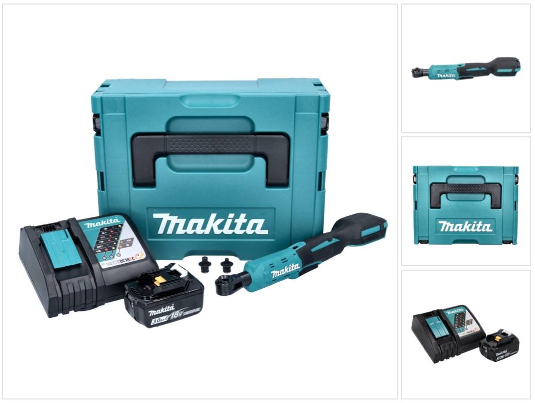 Makita DWR 180 RF1J Akku Ratschenschrauber 18 V 47,5 Nm 1/4" 3/8" + 1x Akku 3,0 Ah + Ladegerät + Makpac