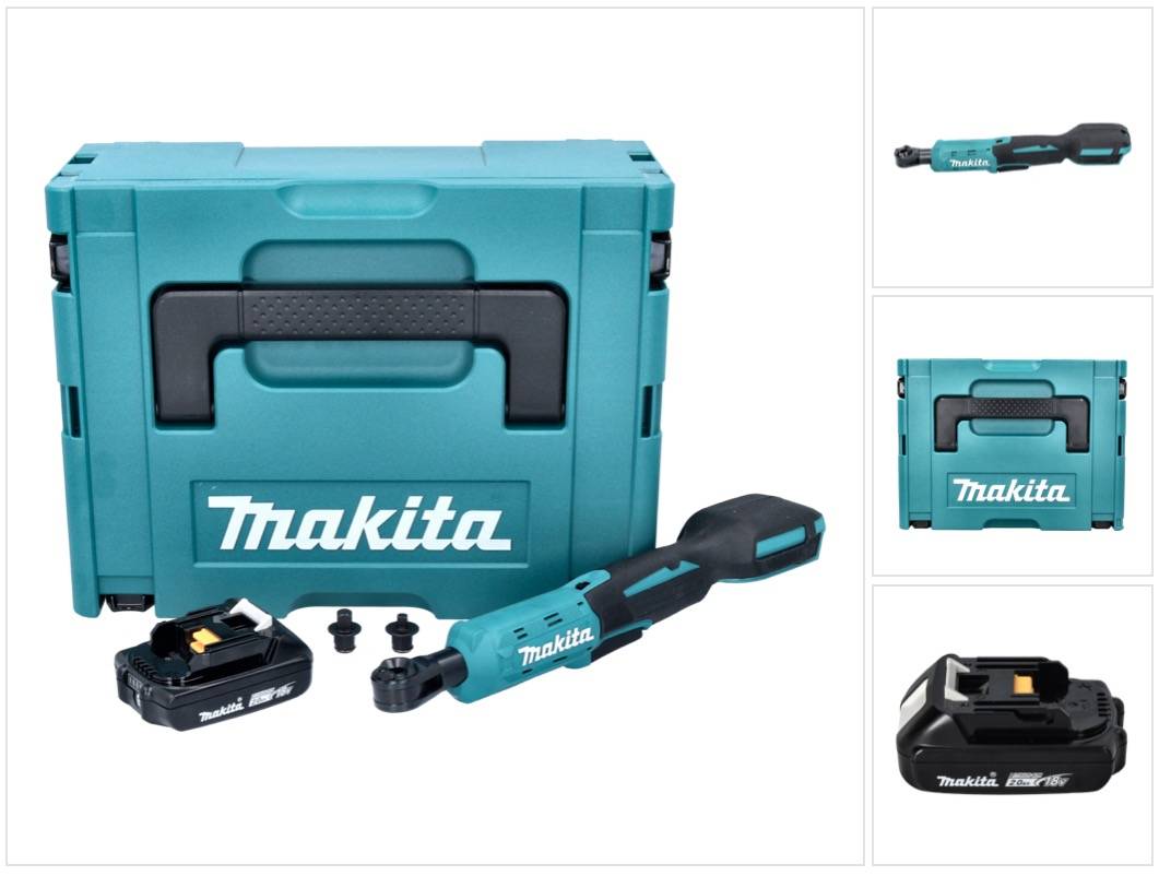 Makita DWR 180 A1J Akku Ratschenschrauber 18 V 47,5 Nm 1/4" 3/8" + 1x Akku 2,0 Ah + Makpac - ohne Ladegerät