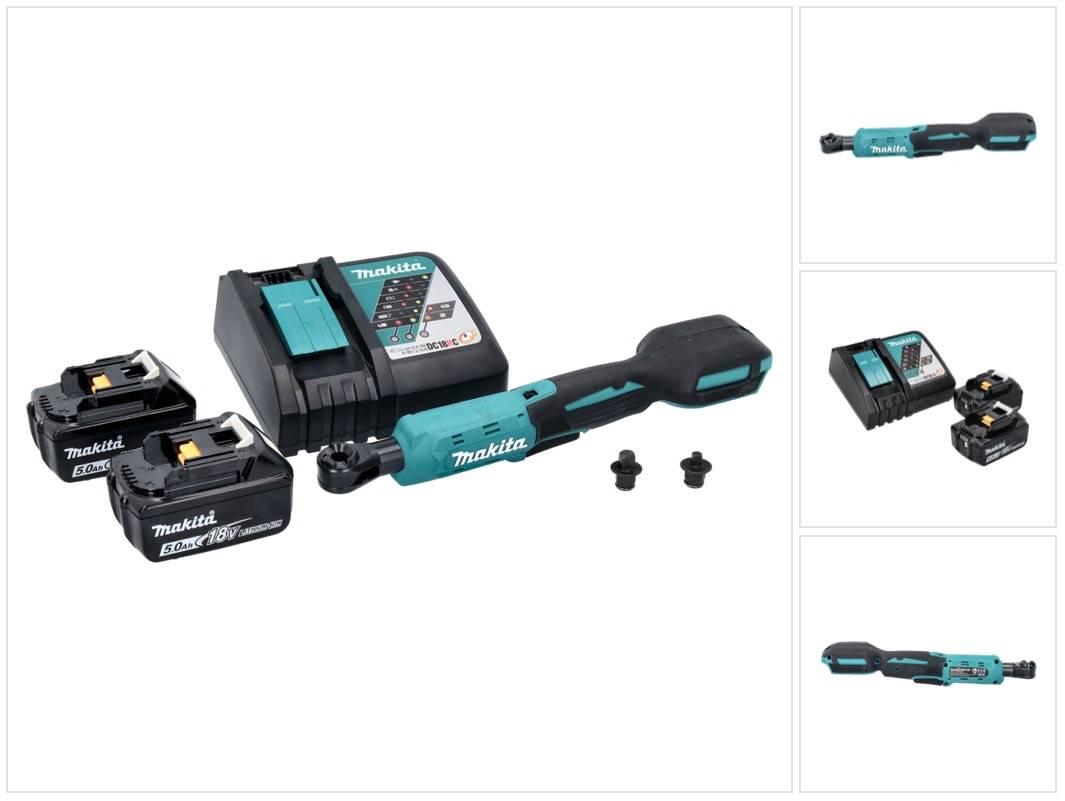 Makita DWR 180 RT Akku Ratschenschrauber 18 V 47,5 Nm 1/4" 3/8" + 2x Akku 5,0 Ah + Ladegerät