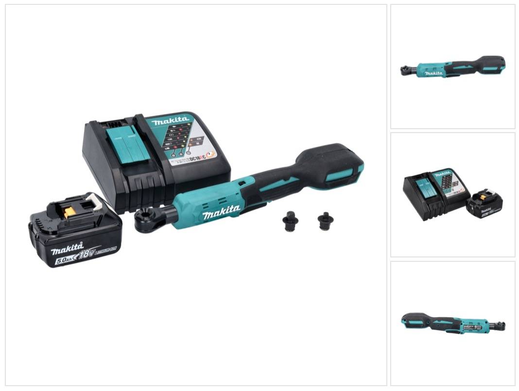 Makita DWR 180 RT1 Akku Ratschenschrauber 18 V 47,5 Nm 1/4" 3/8" + 1x Akku 5,0 Ah + Ladegerät