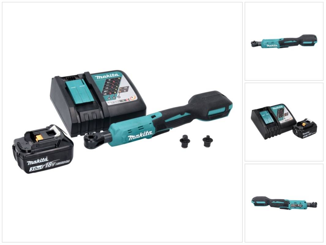 Makita DWR 180 RF1 Akku Ratschenschrauber 18 V 47,5 Nm 1/4" 3/8" + 1x Akku 3,0 Ah + Ladegerät
