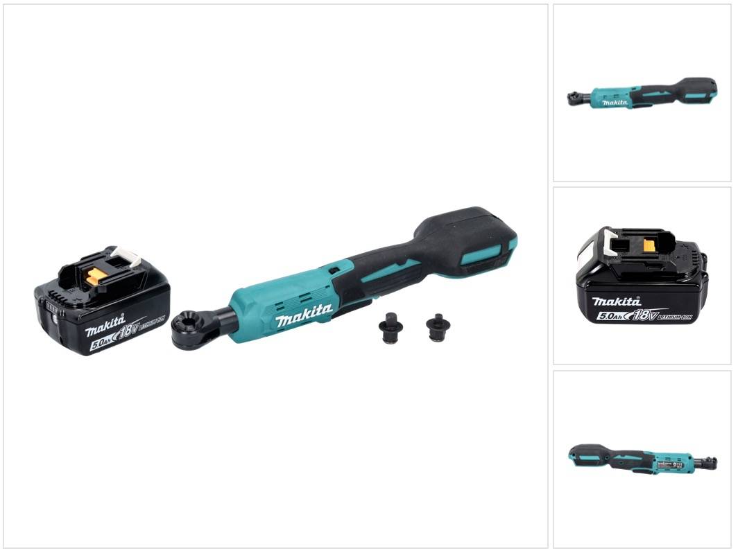 Makita DWR 180 T1 Akku Ratschenschrauber 18 V 47,5 Nm 1/4" 3/8" + 1x Akku 5,0 Ah - ohne Ladegerät