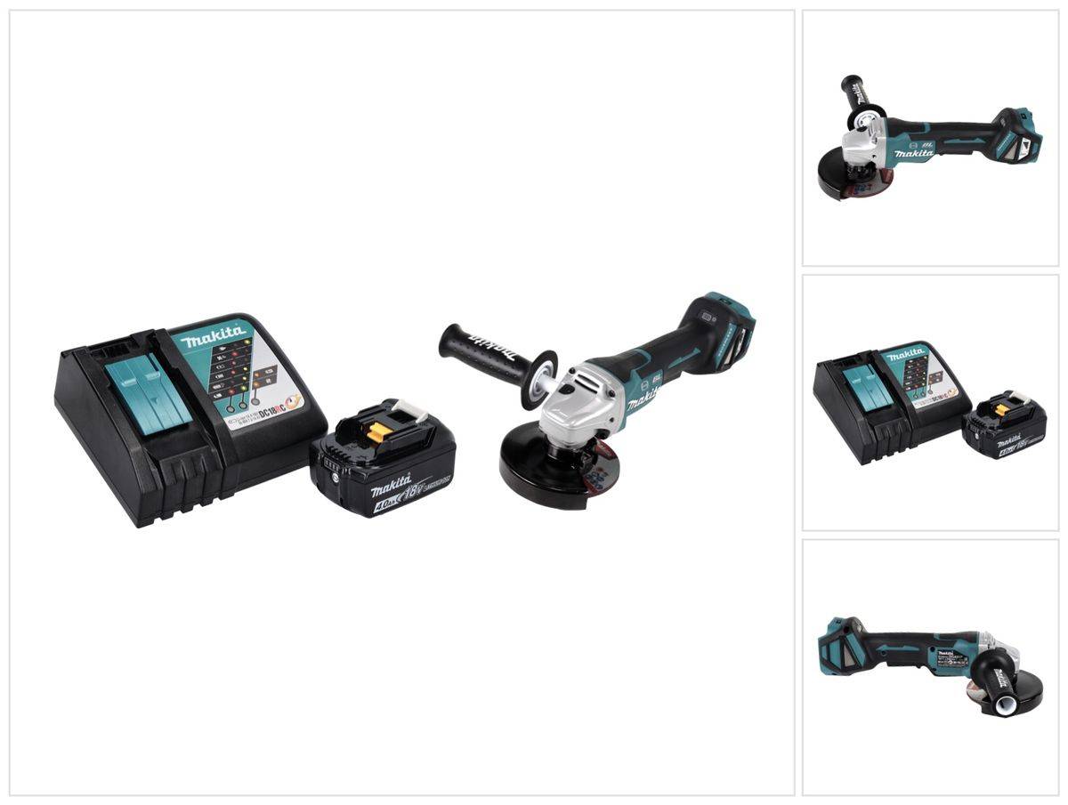 Makita DGA 517 RM1 Akku Winkelschleifer 18 V 125 mm Brushless + 1x Akku 4,0 Ah + Ladegerät