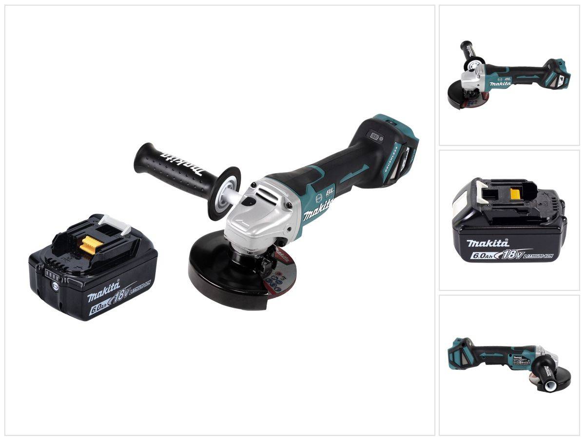 Makita DGA 517 G1 Akku Winkelschleifer 18 V 125 mm Brushless + 1x Akku 6,0 Ah - ohne Ladegerät