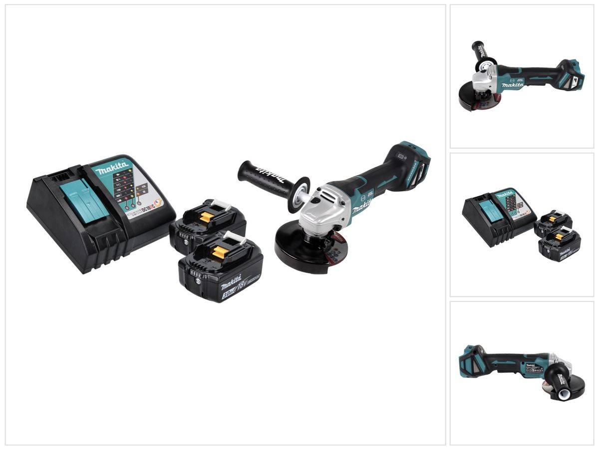 Makita DGA 517 RF Akku Winkelschleifer 18 V 125 mm Brushless + 2x Akku 3,0 Ah + Ladegerät