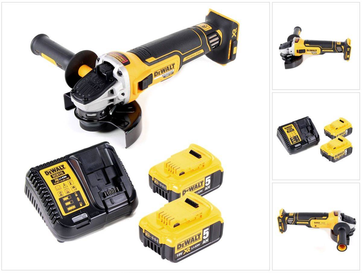 DeWalt DCG 405 P2 Akku Winkelschleifer 18V 125mm Brushless + 2x Akku 5,0Ah + Ladegerät