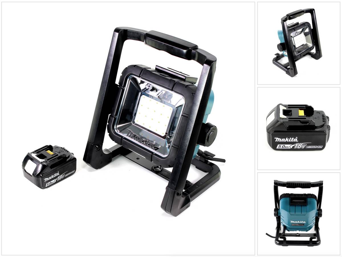 Makita DEADML / DML 805 LED Baustrahler 14,4 - 18 Volt / 230 Volt + 1x BL 1850 B 18V - 5 Ah Li-Ion Akku