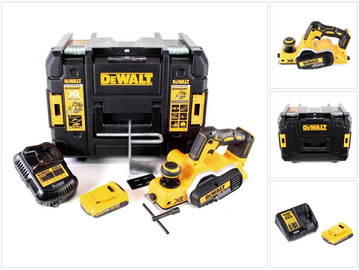 DeWalt DCP 580 D1 Akku Hobel 18V 82mm + 1x Akku 2,0Ah + Ladegerät + TSTAK