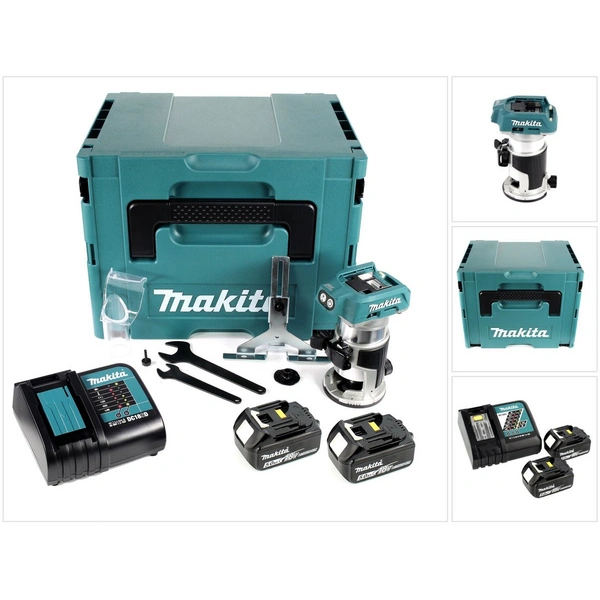 Makita DRT 50 RTJ Akku Multifunktionsfräse 18V Brushless + 2x Akku 5,0Ah + Ladegerät + Makpac Makita DRT 50 RTJ Akku Multifunktionsfräse 18V Brushless + 2x Akku 5,0Ah + Ladegerät + Makpac
