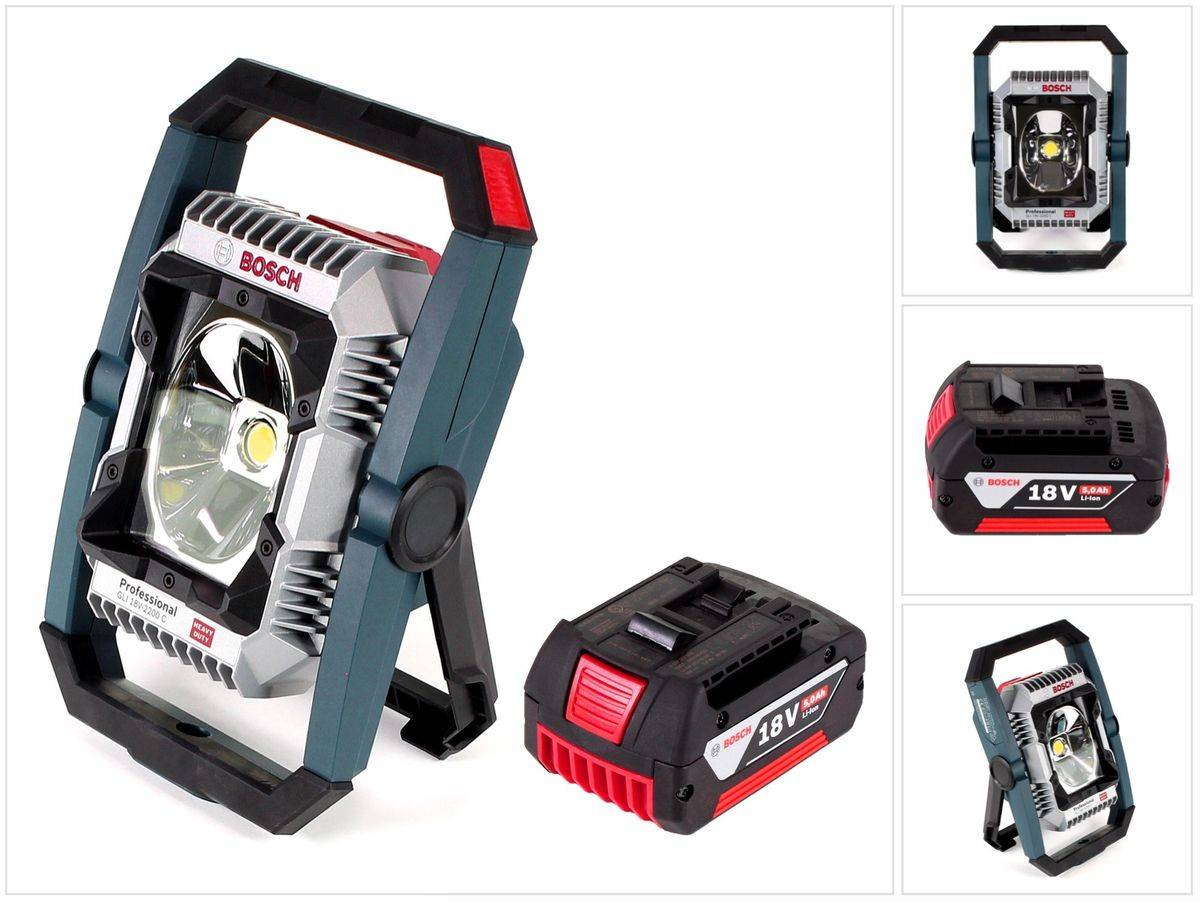 Bosch GLI 18V-2200 C Akku Lampe 18V 2200lm Bluetooth ( 0601446501 ) + 1x 5,0 Ah Akku - ohne Ladegerät