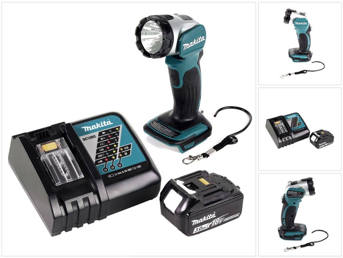 Makita DML 802 RF1 Akku Lampe 18 V Li-Ion für 14,4 und 18 V Akku + 1 x 3,0 Ah Akku + Ladegerät