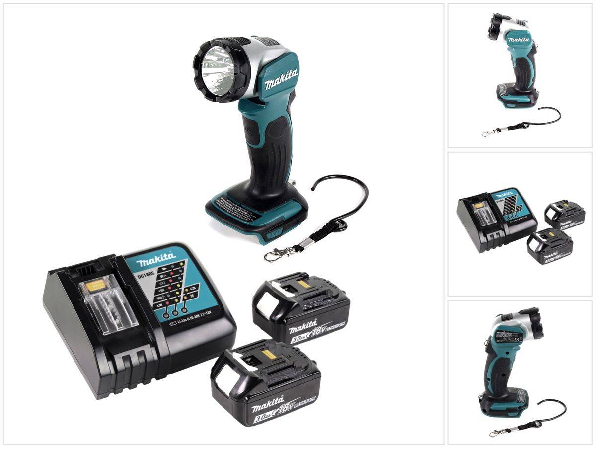 Makita DML 802 RF Akku Lampe 18 V Li-Ion für 14,4 und 18 V Akku + 2 x 3,0 Ah Akku + Ladegerät