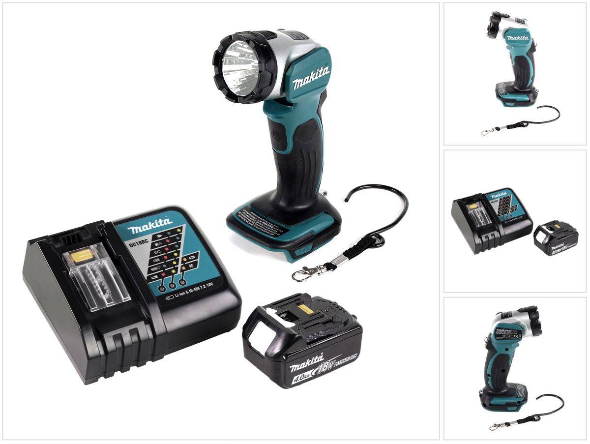 Makita DML 802 RM1 Akku Lampe 18 V Li-Ion für 14,4 und 18 V Akku + 1 x 4,0 Ah Akku + Ladegerät